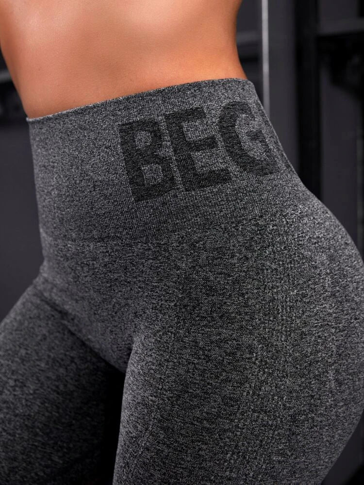 L158 Legging gris con BEGIN en cintura