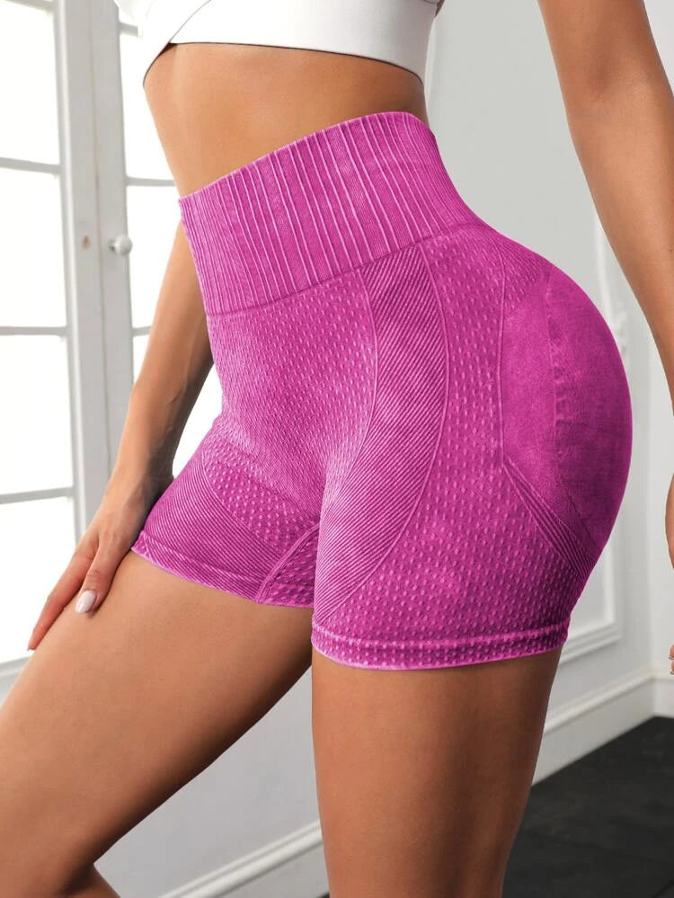 S102 Short rosado levanta glúteos con líneas en cintura