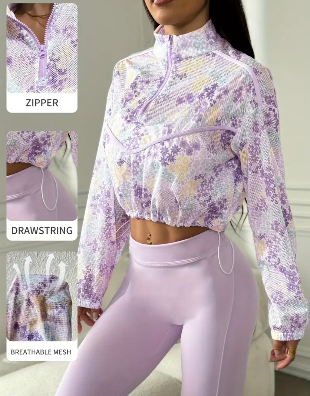 J101 Jacket lila con zipper frontal a la mitad