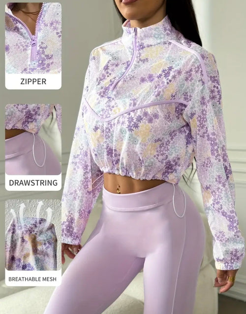 J101 Jacket lila con zipper frontal a la mitad