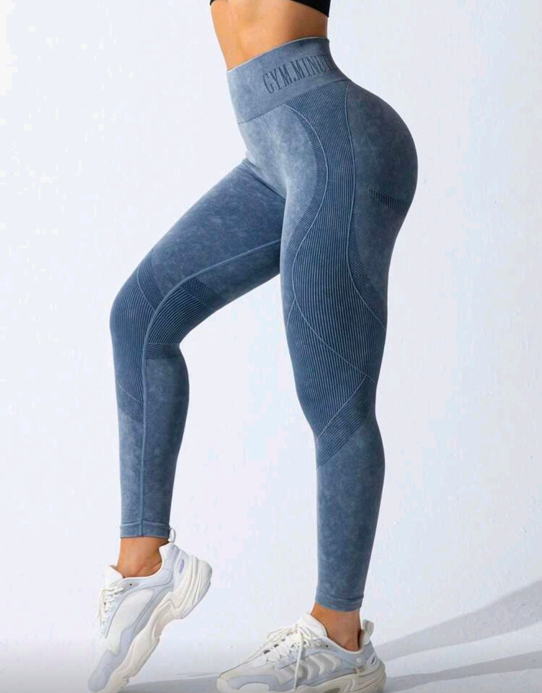 L177 Legging azul con GYMTIME en cintura