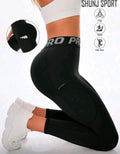 L186 Legging negro con letras PRO en cintura con bolsa para cel