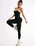 SS124 Enterizo negro con línea blancas