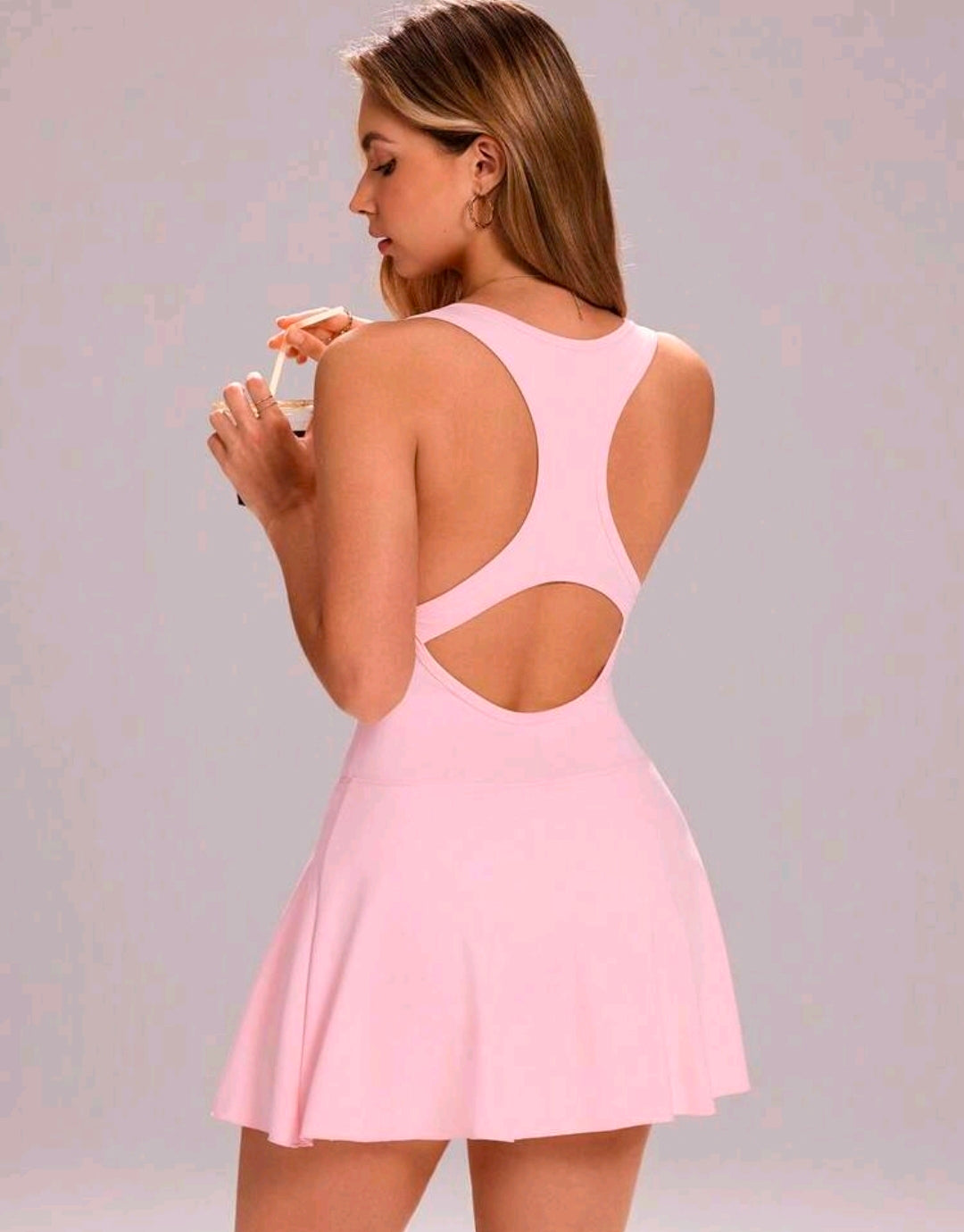 SS167 Enterizo de falda rosado pastel