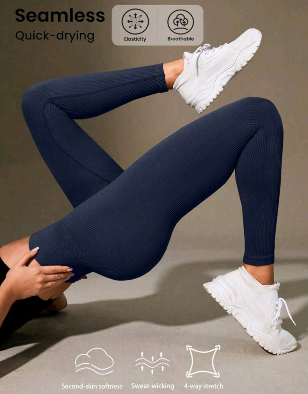 L163 Legging azul plain relieve líneas