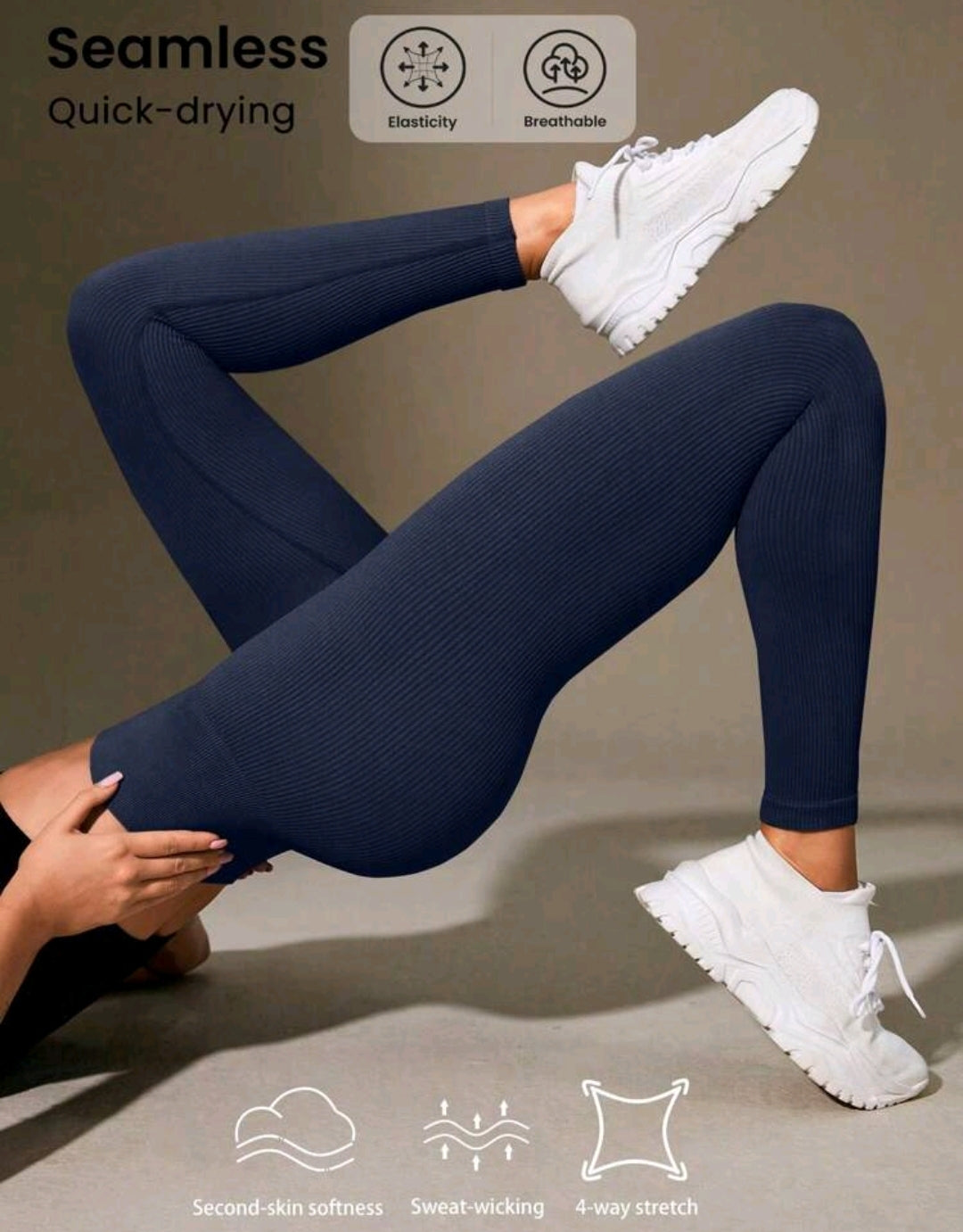 L163 Legging azul plain relieve líneas