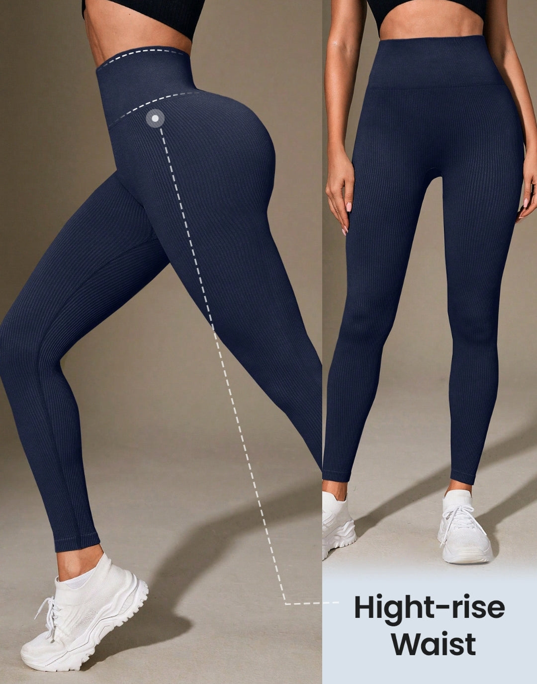 L163 Legging azul plain relieve líneas