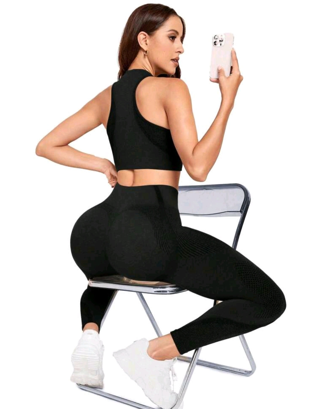 SS123 Conjunto negro escotado high support (solo top disponible)