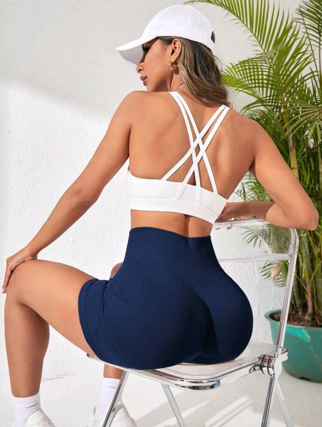 S124 Short azul navy levanta glúteos