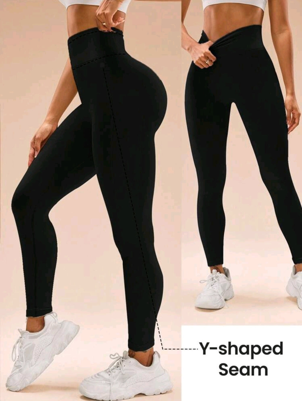 L161 Legging negro plain con relieve líneas