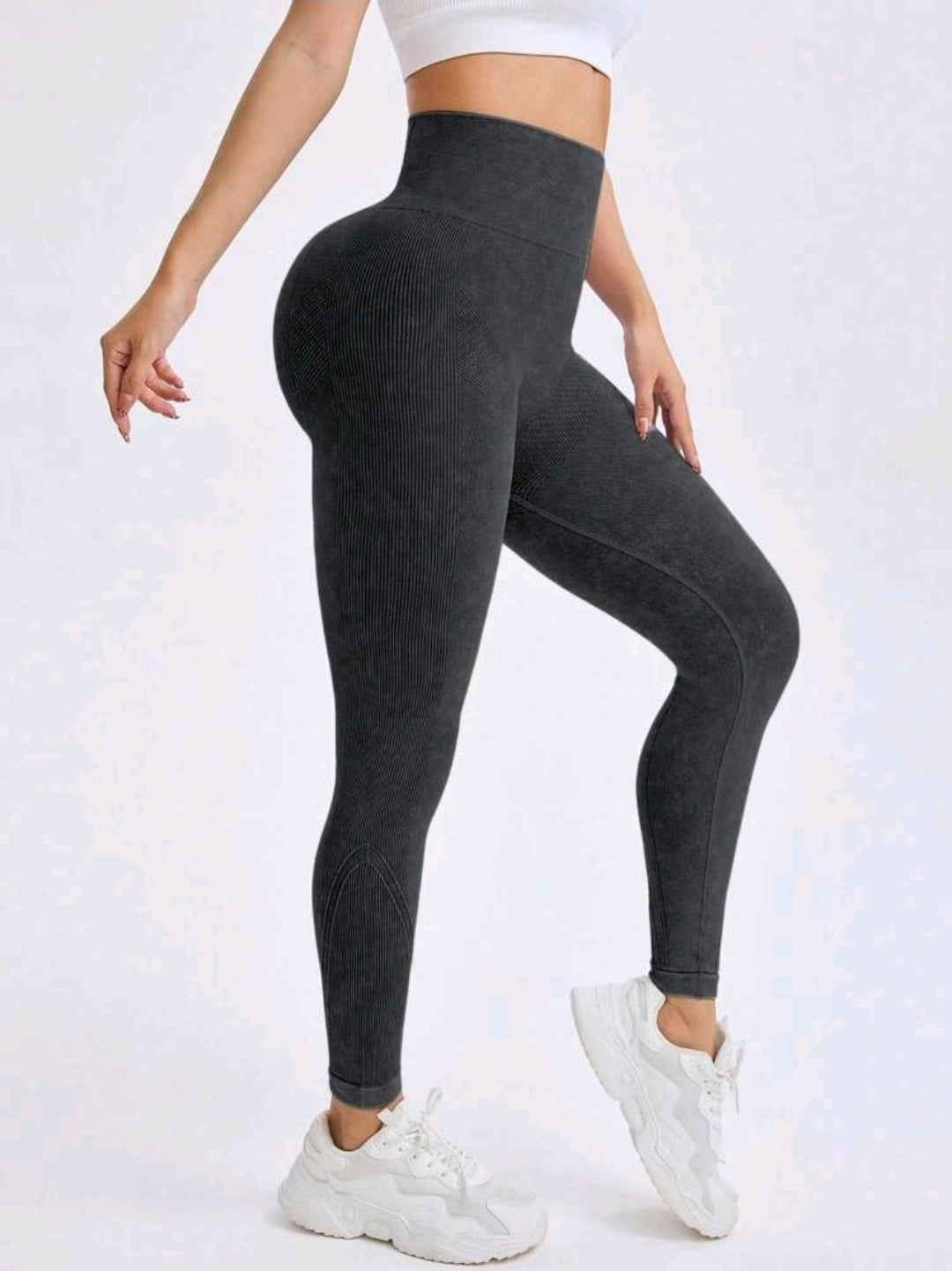 L157 Legging negro plain con detalles laterales
