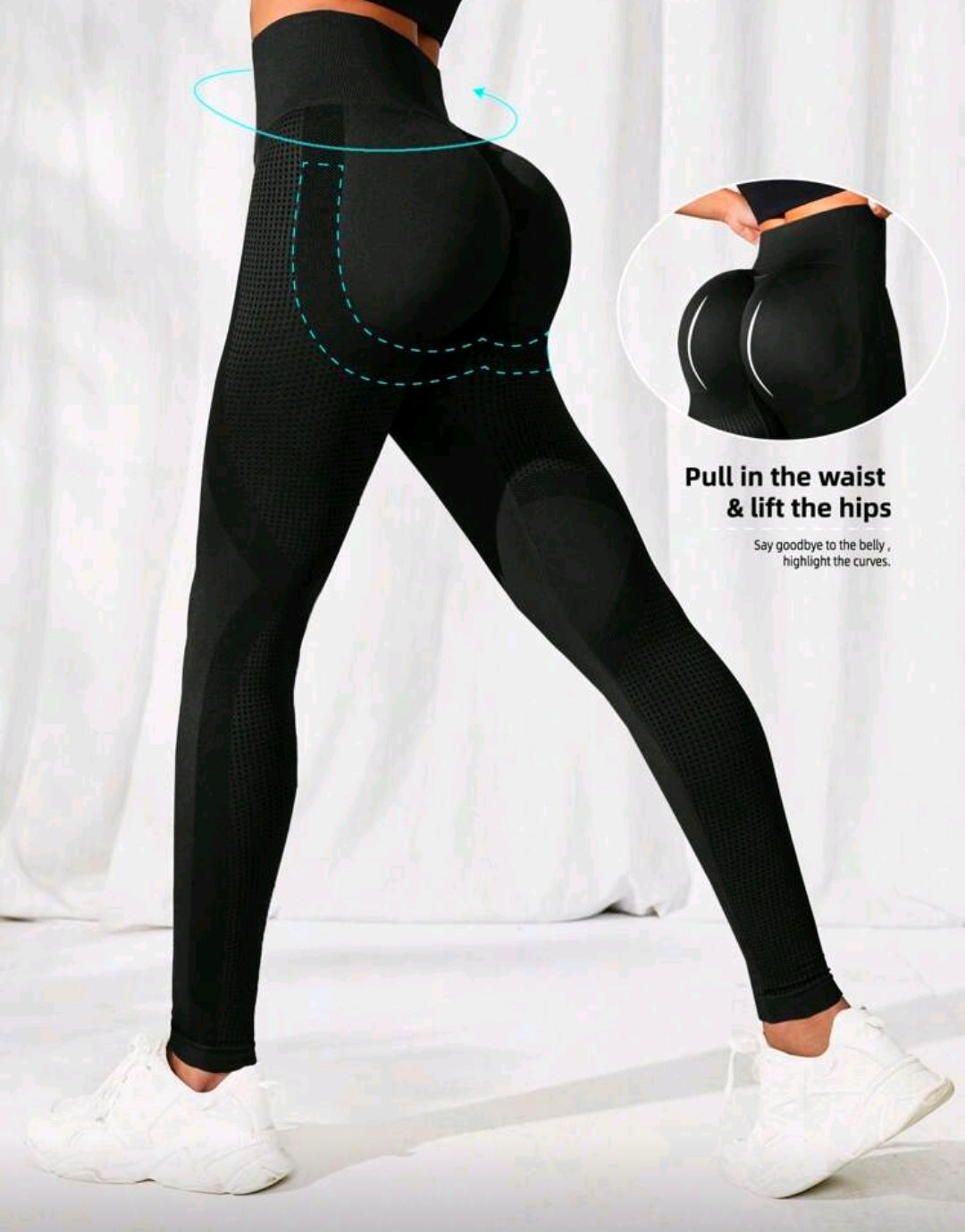 L159 Legging negro con detalles internos