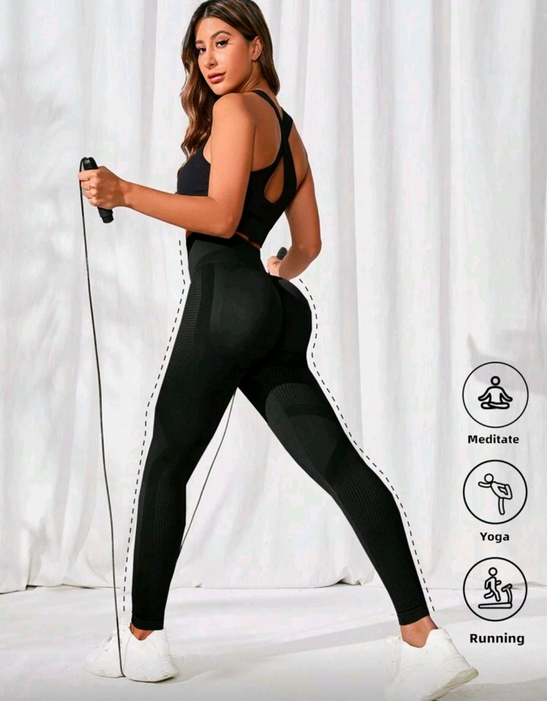 L159 Legging negro con detalles internos