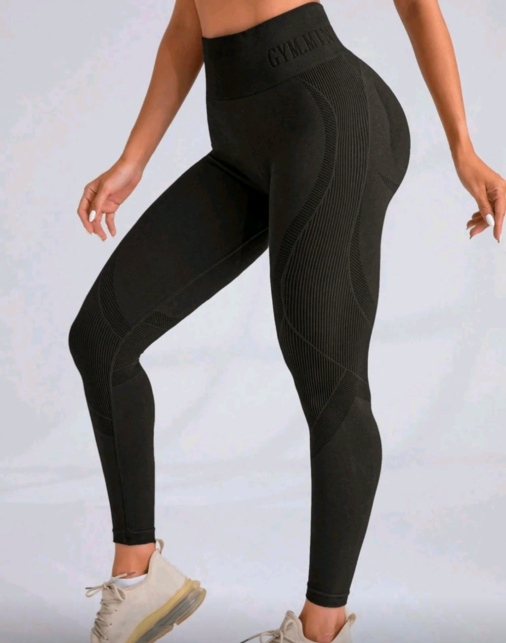 L176 Legging negro con GYMTIME en cintura