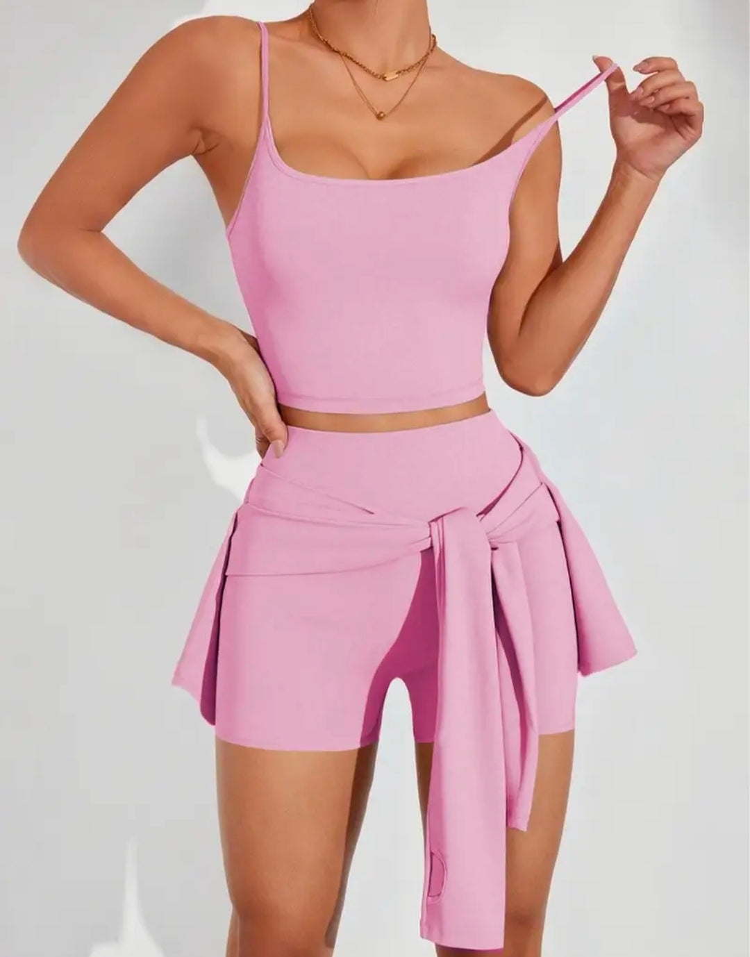 SS162 Conjunto rosado de 3 piezas (jacket + top + legging)