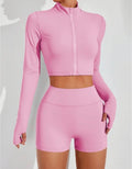 SS162 Conjunto rosado de 3 piezas (jacket + top + legging)