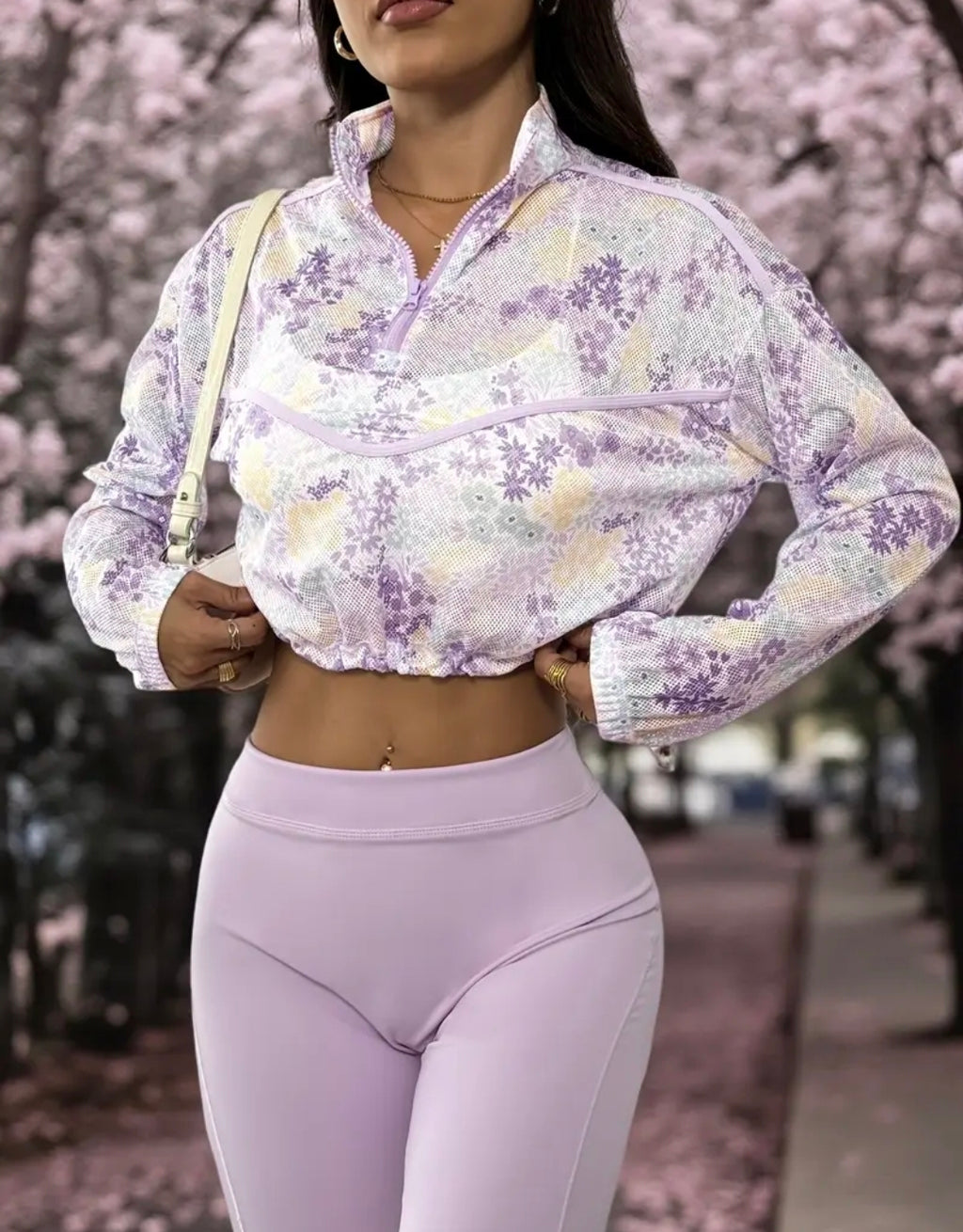 J101 Jacket lila con zipper frontal a la mitad