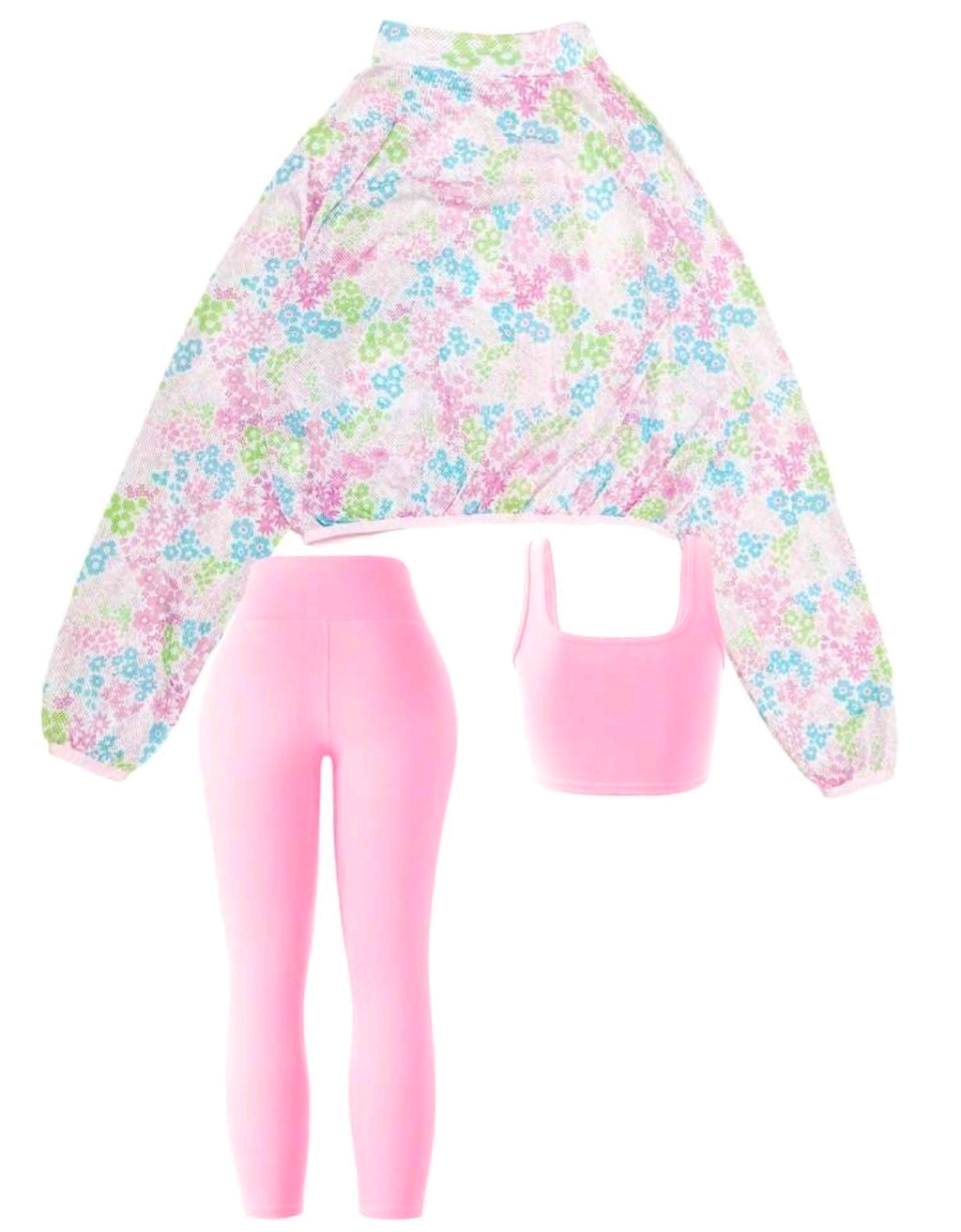 SS168 Conjunto 3 piezas rosado - legging, top y jacket