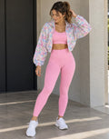 SS168 Conjunto 3 piezas rosado - legging, top y jacket