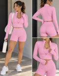 SS162 Conjunto rosado de 3 piezas (jacket + top + legging)